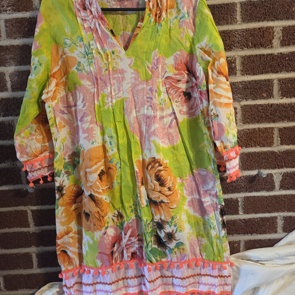 Pura Vida Floral Dress - Green, Pink, Orange